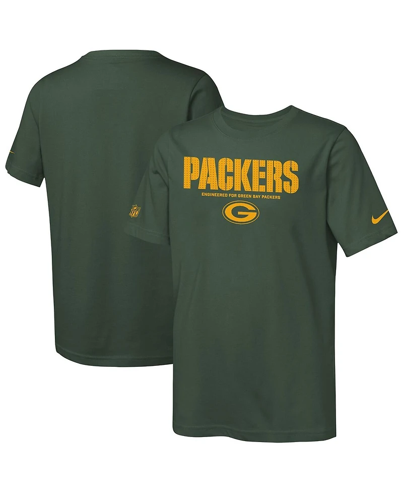 Nike Big Boys and Girls Green Bay Packers Sideline Team Issue T-Shirt