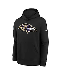 Nike Big Boys and Girls Black Baltimore Ravens Sideline Club Fleece Hoodie