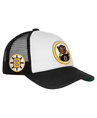 Mitchell & Ness Big Boys and Girls White Boston Bruins Mascot Adjustable Trucker Hat