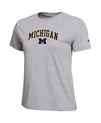 Champion Women's Gray Michigan Wolverines Arched Over Logo T-Shirt