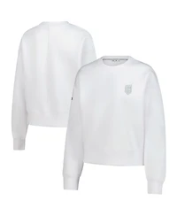 Levelwear Women's White Uswnt Luxe Sponge Tri-Blend Pullover Sweatshirt