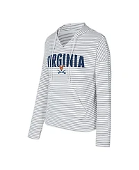 Concepts Sport Men's White/Gray Virginia Cavaliers French Terry Striped V-Neck Pullover Hoodie