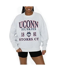 Gameday Couture Women's Ash UConn Huskies Premium Fleece Pullover Sweatshirt