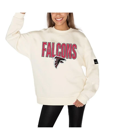 Gameday Couture Women's Cream Atlanta Falcons Premium Fleece Oversized Drop Shoulder Pullover Sweatshirt