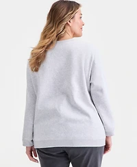 Style & Co Plus Graphic Fleece Sweatshirt, Macy's Exclusive