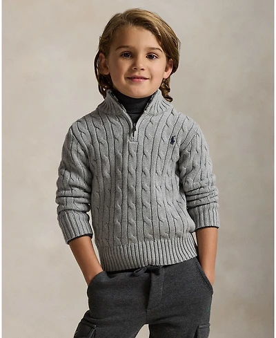 Polo Ralph Lauren Little and Toddler Boys Cable-Knit Cotton Quarter-Zip Sweater