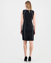 Kasper Women's Stretch-Crepe Contrast-Piping Sheath Dress