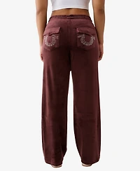 True Religion Women's Crystal Velour Straight Leg Pants