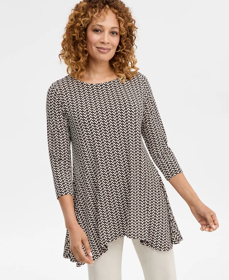 Jm Collection Women's Chevron 3/4-Sleeve Top, Macy's Exclusive