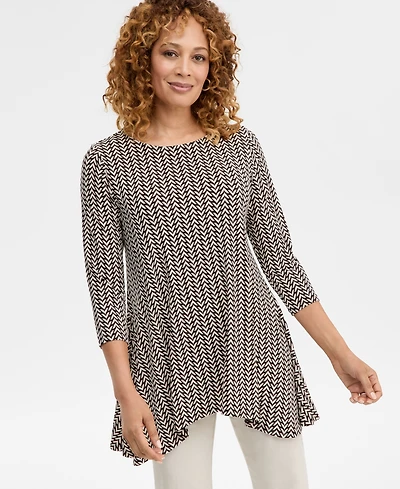 Jm Collection Women's Chevron 3/4-Sleeve Top, Macy's Exclusive