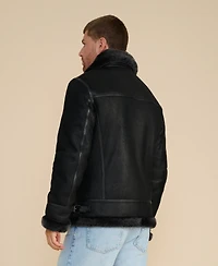 Furniq Uk Men's Suede Shearling Jacket