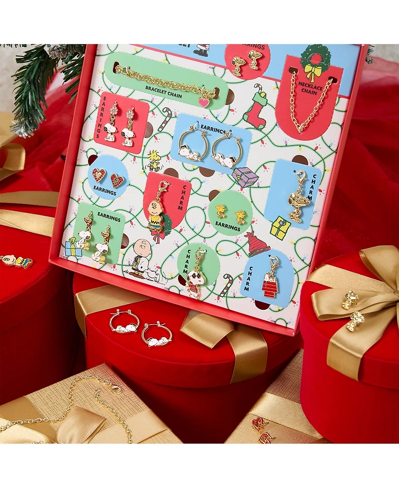 Peanuts Snoopy Jewelry Advent Gift Set: Necklace, Bracelet & Charms Mix & Match Christmas Calendar Box Collection