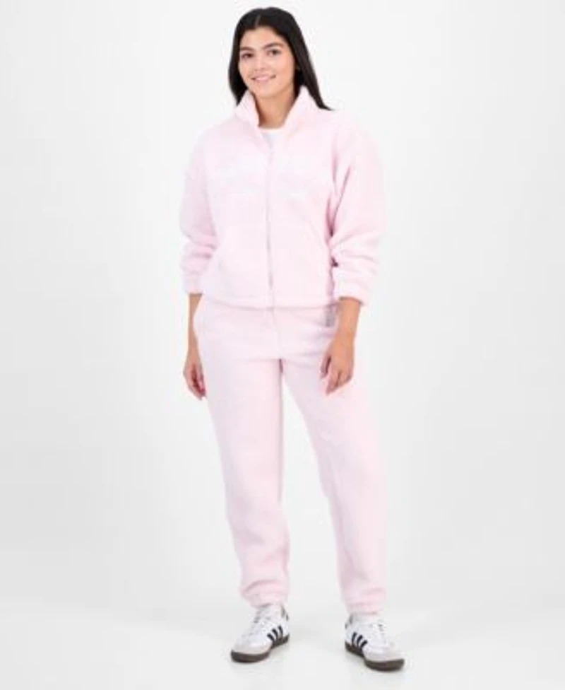 Madden Girl Juniors Sherpa Fleece Zip Up Jacket Sherpa Fleece Jogger Pants