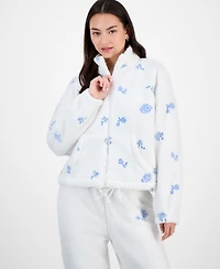 Madden Girl Juniors' Floral Embroidered Sherpa Fleece Jogger Pants