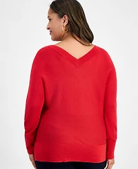 I.n.c. International Concepts Plus Size V-Neck Dolman-Sleeve Sweater, Macy's Exclusive