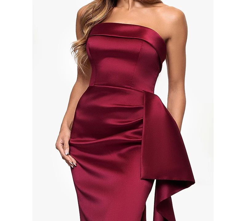 Xscape Women's Strapless Ruffle Long Dress