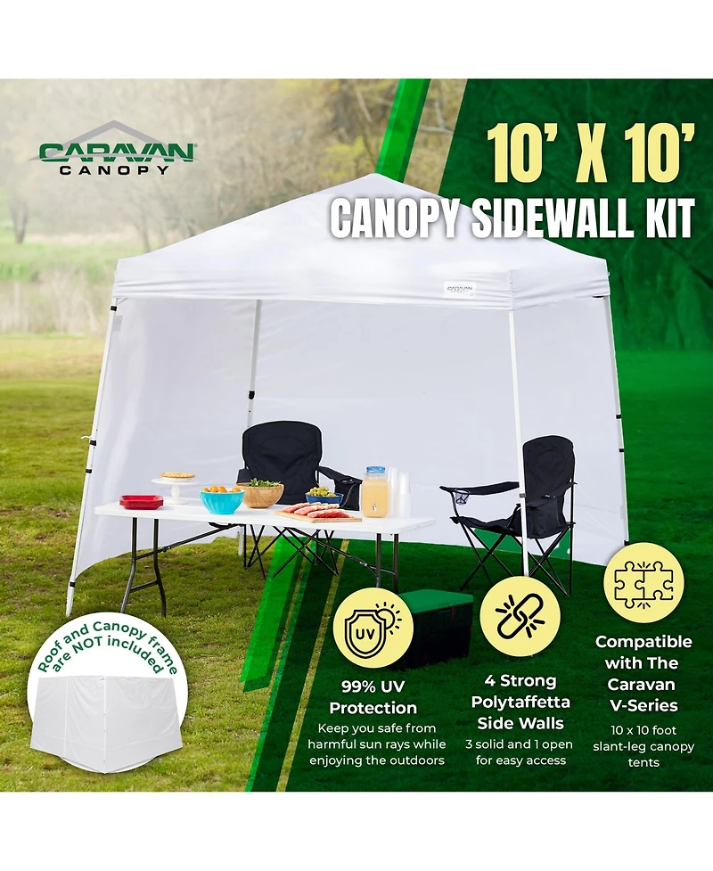 Caravan Canopy V-Series 10 x 10 Foot Tent Sidewalls, White (Sidewalls Only)