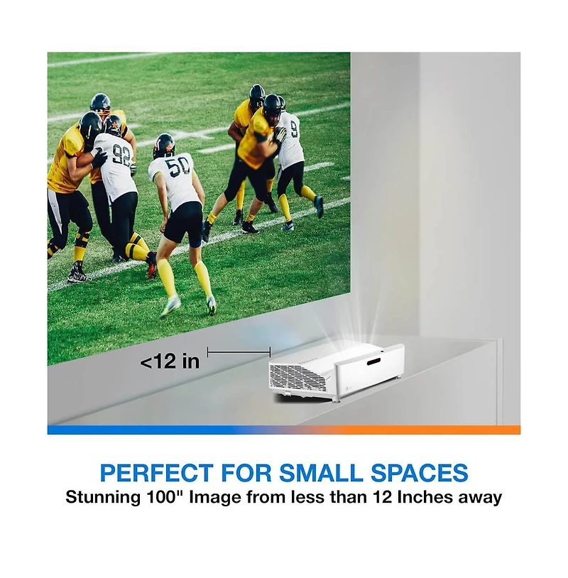 Ultra-Short Throw 4K Uhd Home Cinema Laser Projector - 100" Images - Bright 4,000 Lumens - Enhanced Game Mode - Hdr - Home Theater - Black