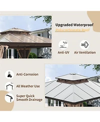 Clihome 11.9-ft x 11.9-ft Hardtop Gazebo Brown with Hardtop Roof