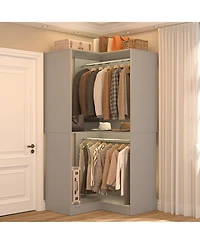 Aheaplus Freestanding Corner Closet Organizer with Hanging Rods, Space-saving System for Walk-in