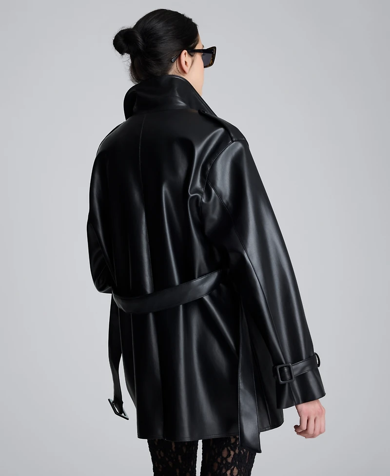 Kenneth Cole Women's Leather Trench Notch Jacket
