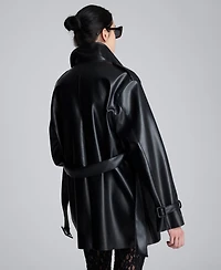 Kenneth Cole Women's Leather Trench Notch Jacket