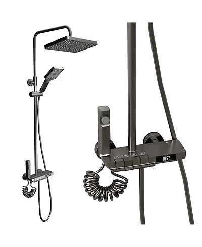 Smart Shower Faucet Set with Digital Display ,Thermostatic Piano Key Shower Combo Set with Rain Shower Head