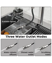 33.2-Inch Drop-in Single Bowl 304 Stainless Steel Kitchen Sink Set