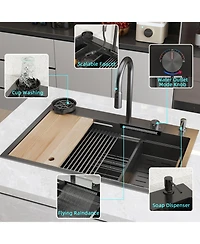33.2-Inch Drop-in Single Bowl 304 Stainless Steel Kitchen Sink Set