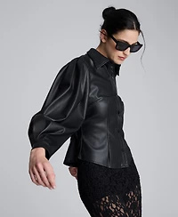 Kenneth Cole Women's Snap Front Pleated Shirt