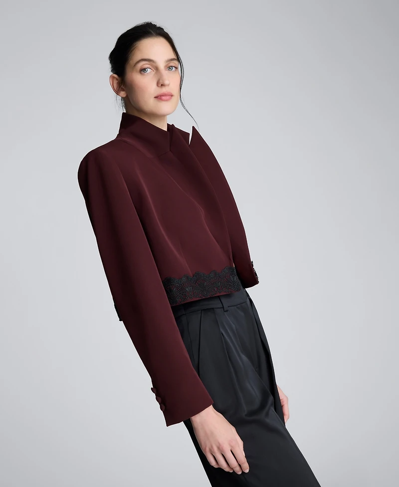 Kenneth Cole Women's Open Front Fitted Cropped Jacket