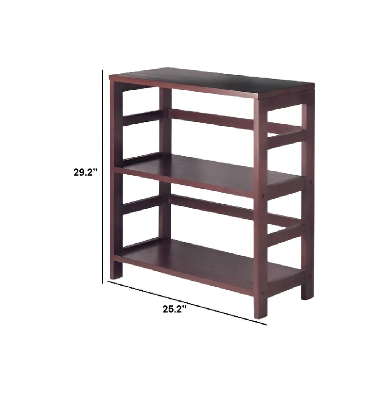 Contemporary 3-Tier Bookcase Storage Shelf in Wood Finish