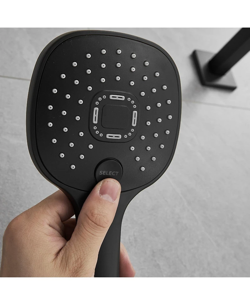 Greenspring Single-Handle 2-Spray of Rain Shower Head System Faucet and Handheld Kit Matte Black (Valve Included)