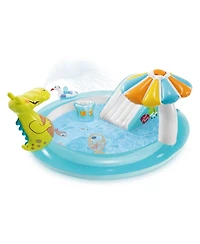 Intex 57165EP Gator Outdoor Inflatable Kiddie Pool Water Play Center with Slide