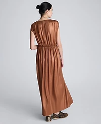 Kenneth Cole Women's V-Neck Gathered Maxi Dress