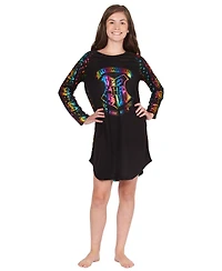 Harry Potter Girls Hogwarts Rainbow Hologram Long-Sleeve Raglan Nightgown Kids' Pajama