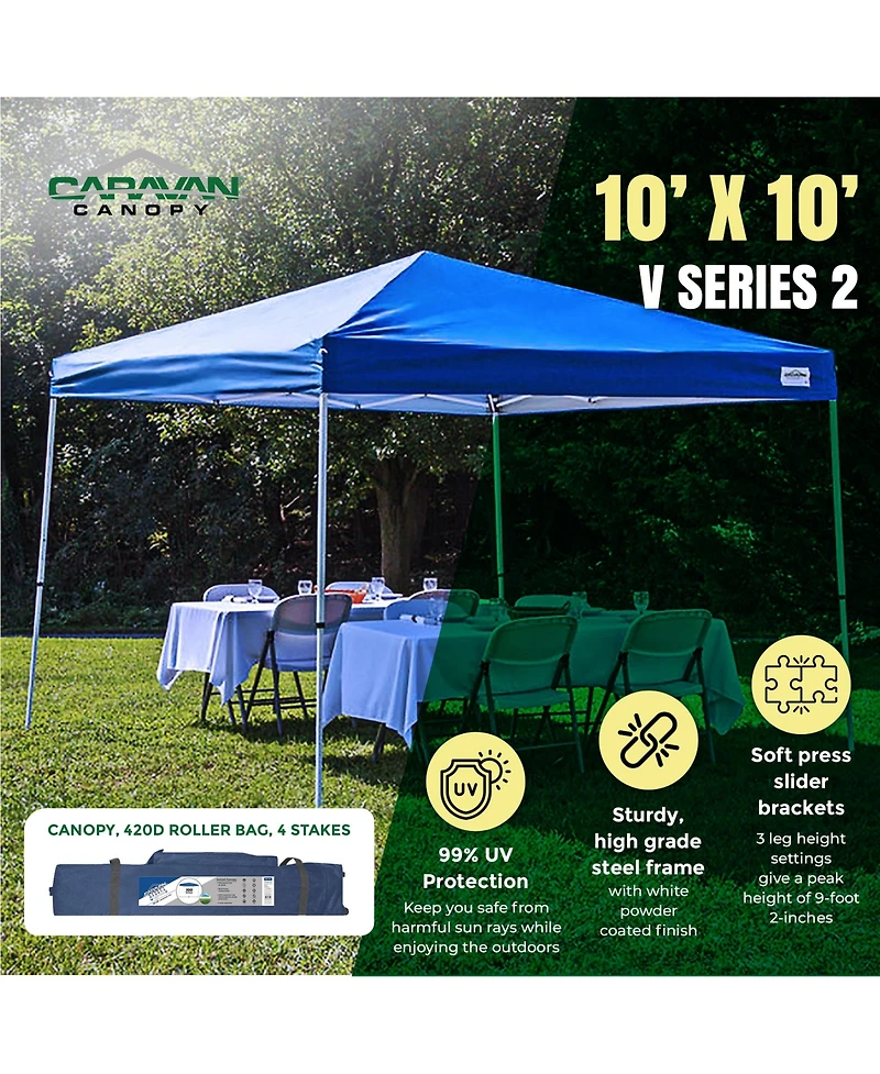 Caravan Canopy V Series 2 10' x 10' Entry Level Angled Leg Instant Canopy, Blue