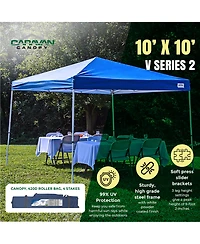 Caravan Canopy V Series 2 10' x 10' Entry Level Angled Leg Instant Canopy, Blue