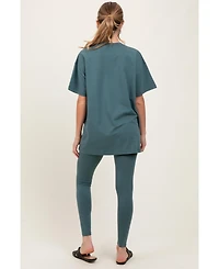 Pinkblush Maternity Light Olive Oversized Crewneck Short Sleeve and Legging Set