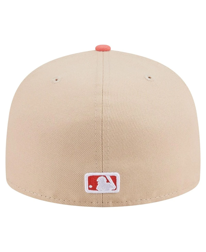 New Era Men's Light Beige/Coral Texas Rangers Two-Tone Color Pack A-Frame 59FIFTY Fitted Hat
