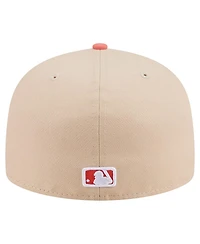 New Era Men's Light Beige/Coral Texas Rangers Two-Tone Color Pack A-Frame 59FIFTY Fitted Hat