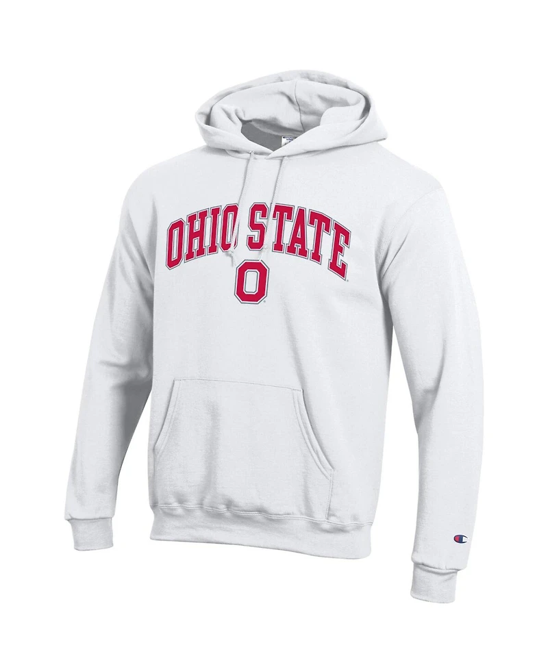 Champion Men's White Ohio State Buckeyes Arched Logo Fleece Pullover Hoodie
