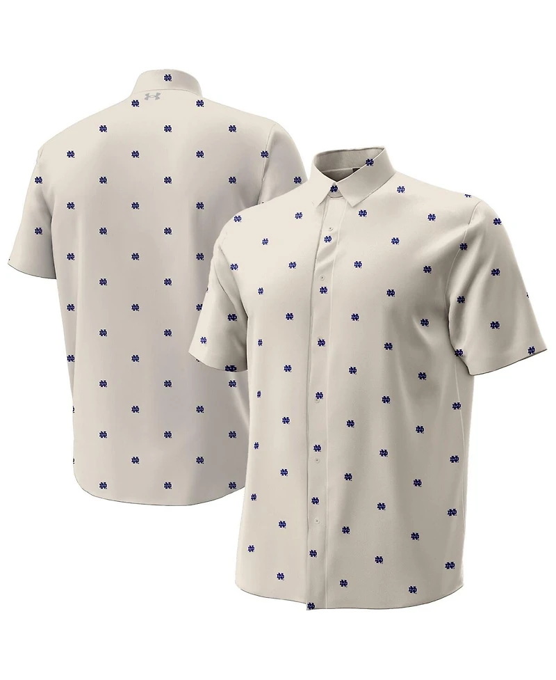 Under Armour Men's Tan Notre Dame Fighting Irish Gameday Armourfuse Camp Button-Up Shirt