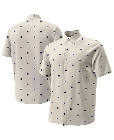 Under Armour Men's Tan Notre Dame Fighting Irish Gameday Armourfuse Camp Button-Up Shirt