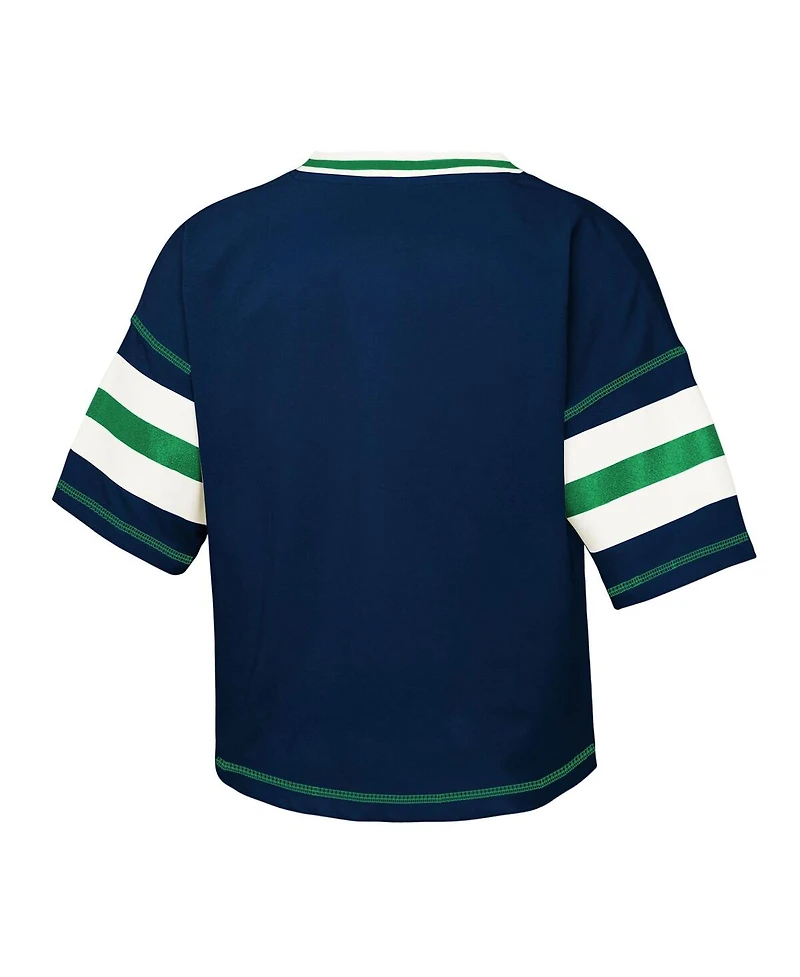 Outerstuff Big Girls Navy Notre Dame Fighting Irish Gridiron Jersey V-Neck T-Shirt