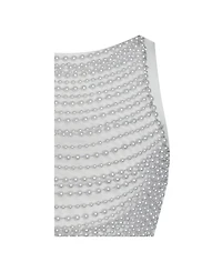 Miss Circle Women Iliana White Pearl Chain Embellished Midi Dress