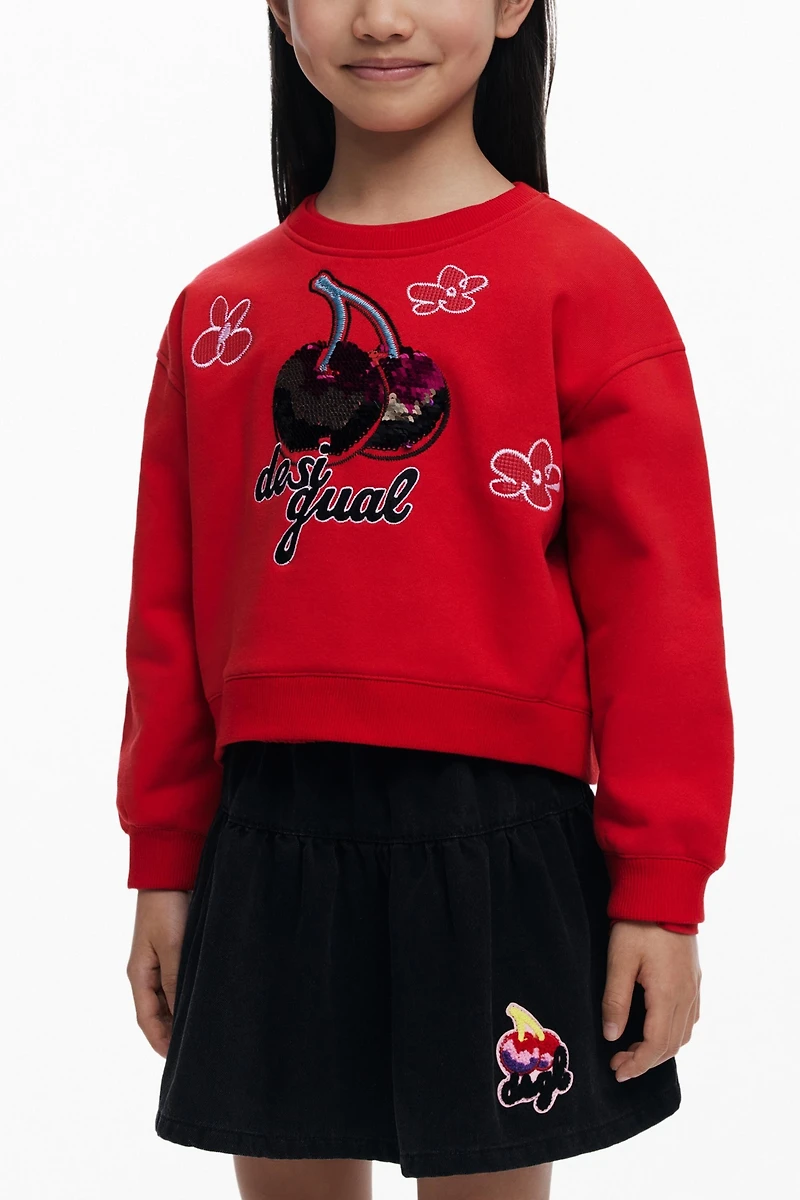 Desigual Girls's Sequin cherry sweatshirt