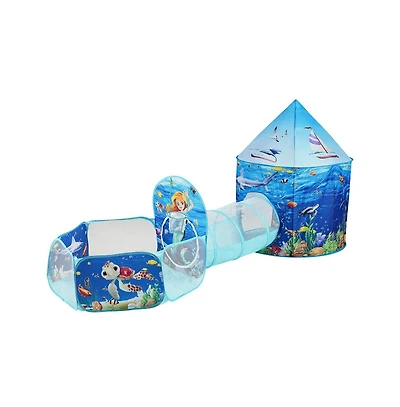 Lycvki Tent with Tunnel and Basketball Hoop for Boys and Girls with Carrying Bag and Banding Straps