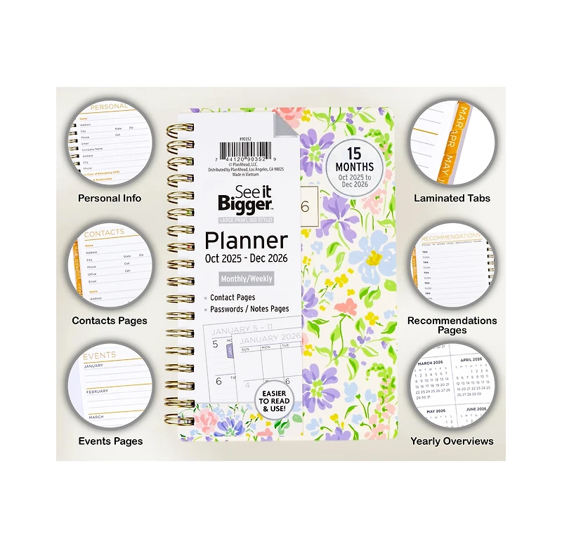 See It Bigger Small 15 Monthly Weekly Planner