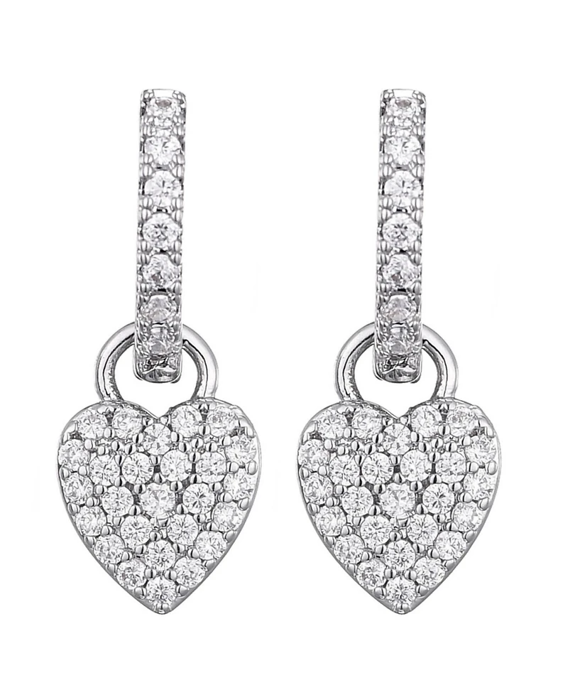 Adornia Silver Cz Heart Huggie Earrings
